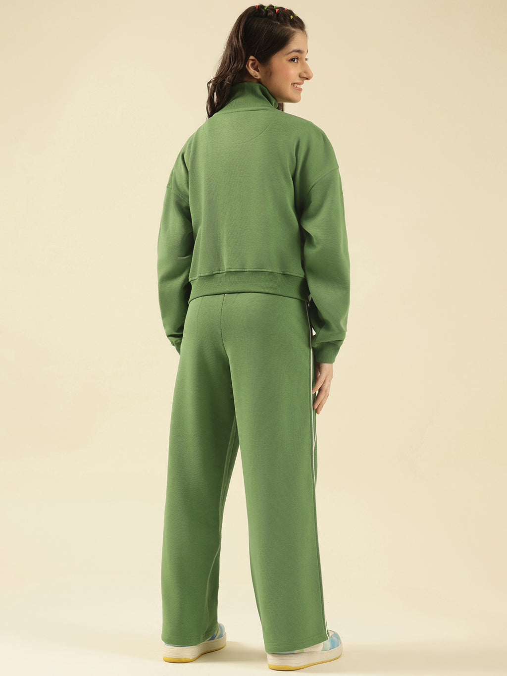 Lil Tomatoes Girls Cotton Fleece Track Suits- OLIVE