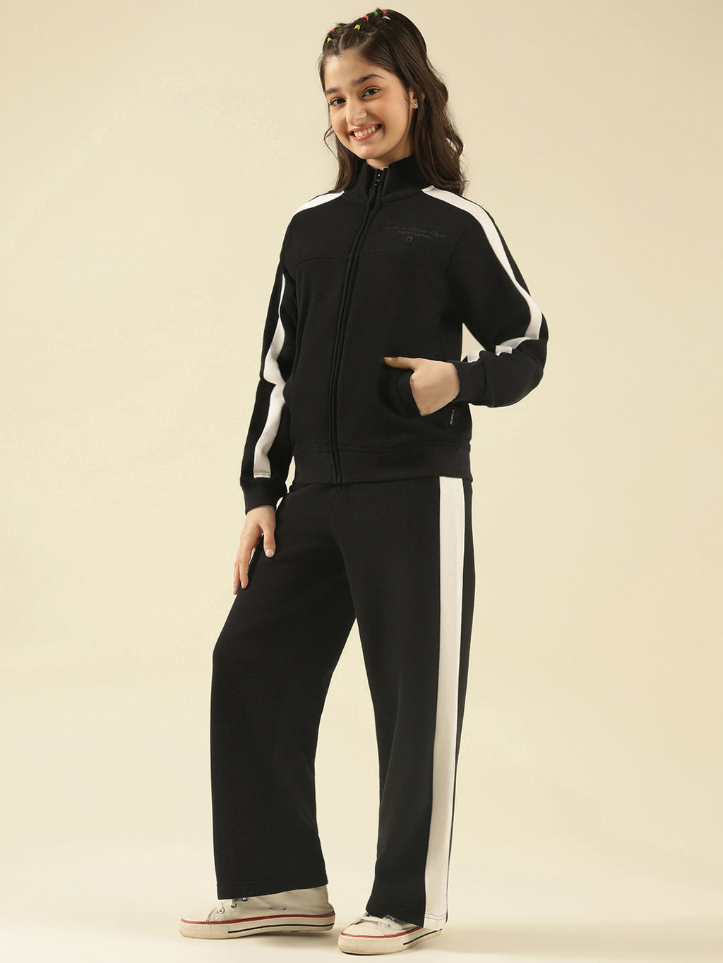 Lil Tomatoes Girls Cotton Fleece Track Suits- BLACK