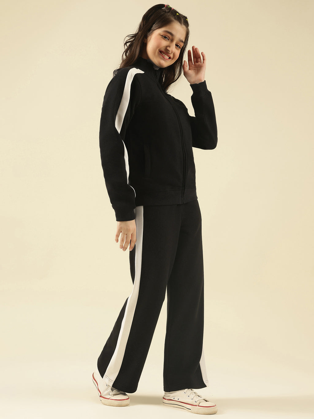 Lil Tomatoes Girls Cotton Fleece Track Suits- BLACK