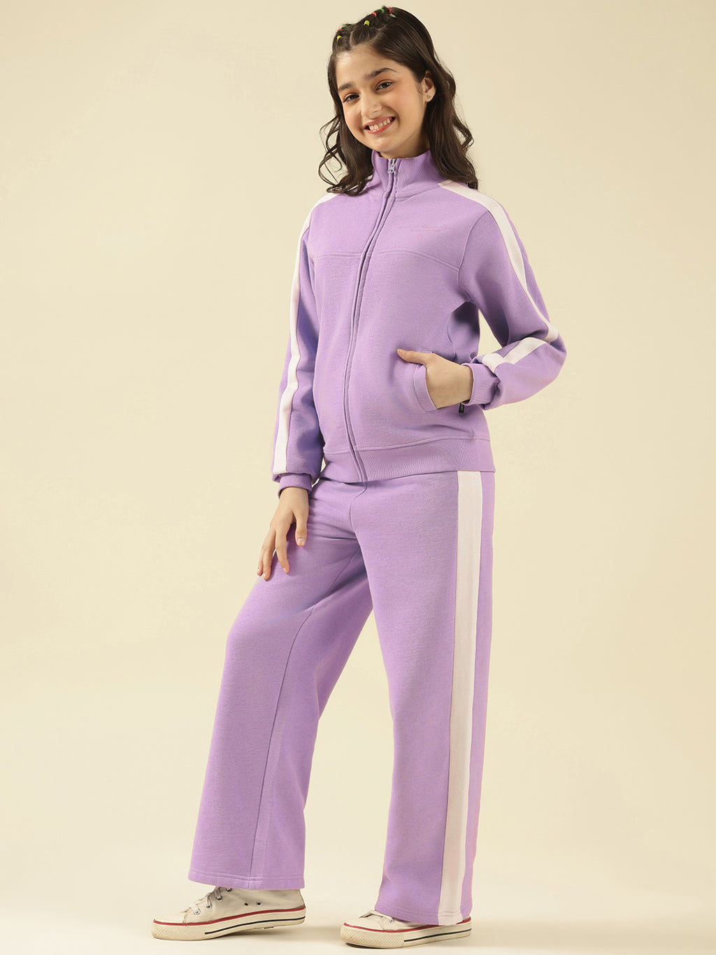 Lil Tomatoes Girls Cotton Fleece Track Suits- LILAC