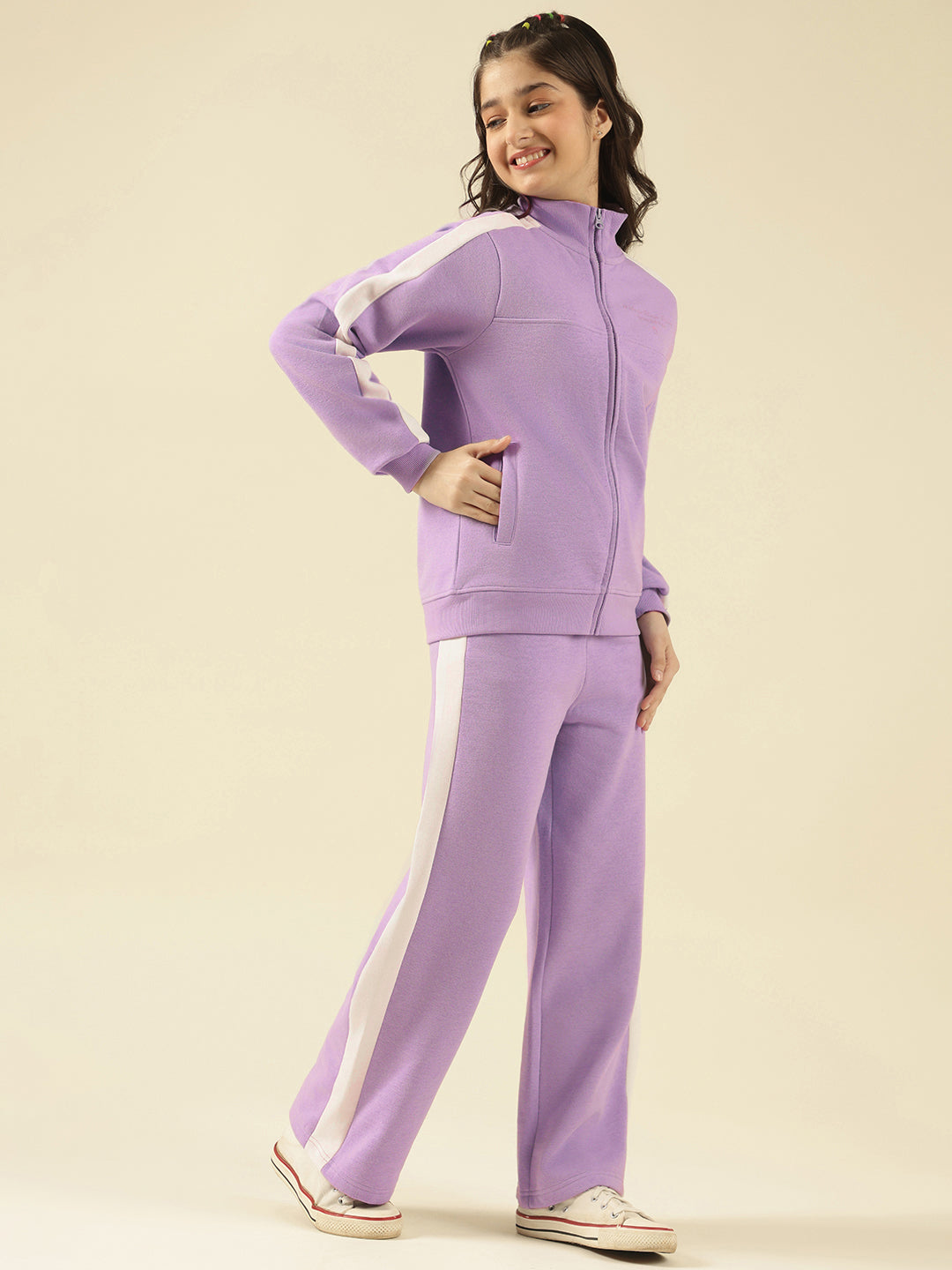 Lil Tomatoes Girls Cotton Fleece Track Suits- LILAC