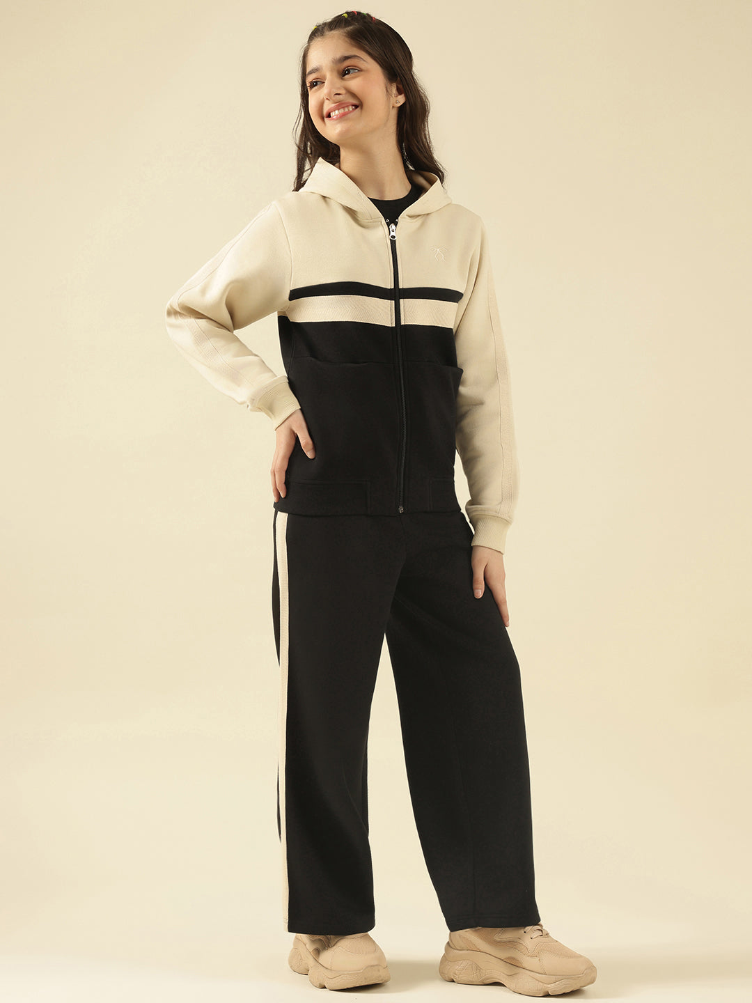 Lil Tomatoes Girls Cotton Fleece Track Suits- BLACK