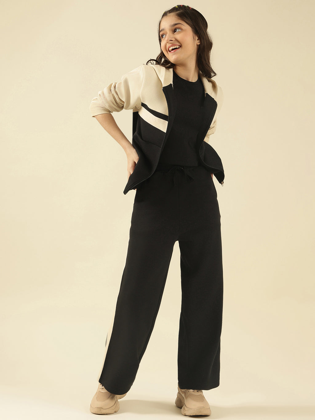 Lil Tomatoes Girls Cotton Fleece Track Suits- BLACK