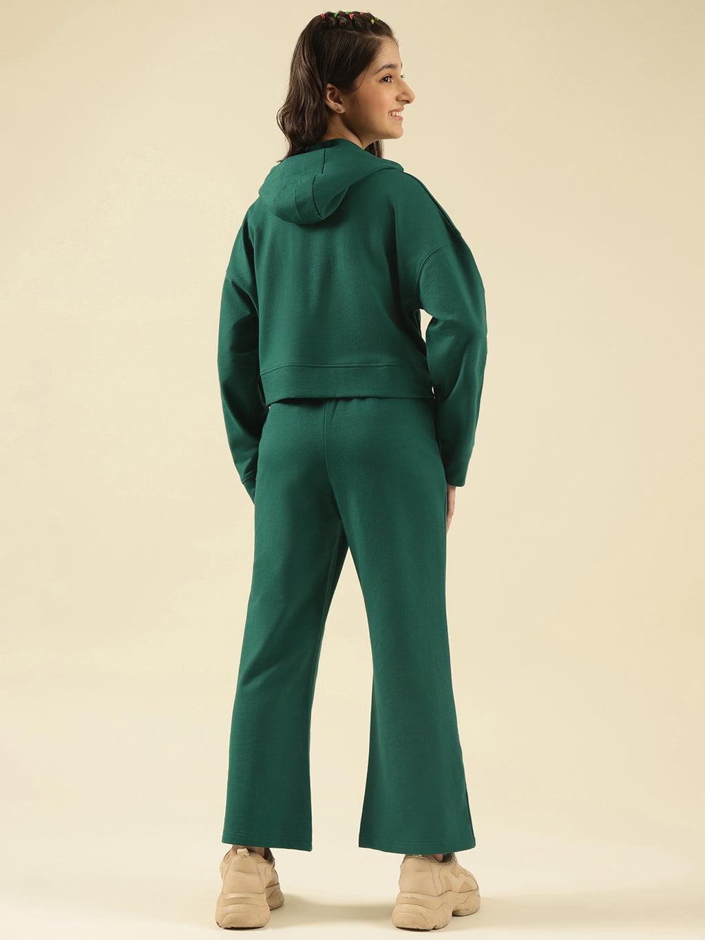 Lil Tomatoes Girls Cotton Looper Track Suits- BGREEN