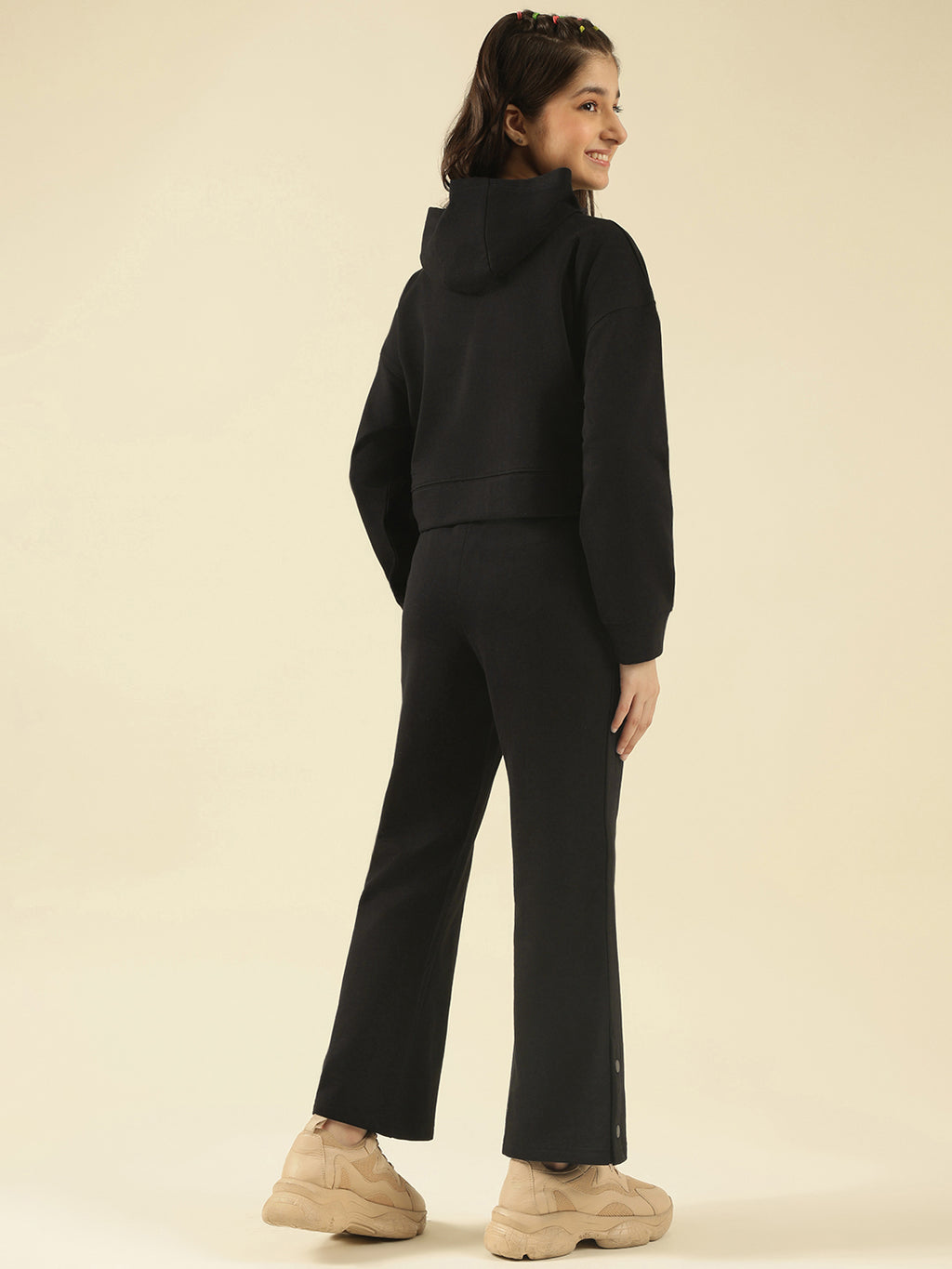 Lil Tomatoes Girls Cotton Looper Track Suits- BLACK