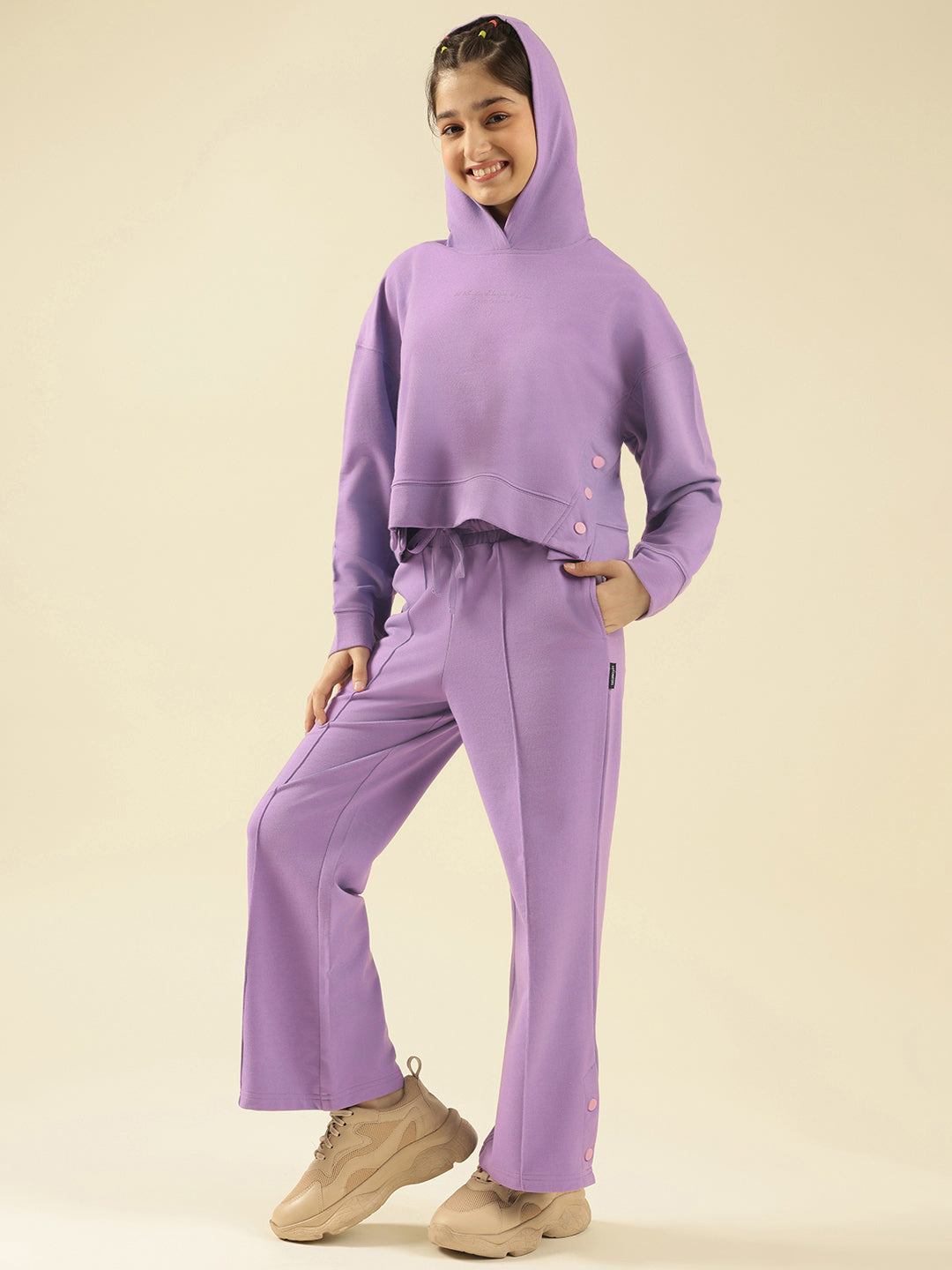 Lil Tomatoes Girls Cotton Looper Track Suits- LILAC