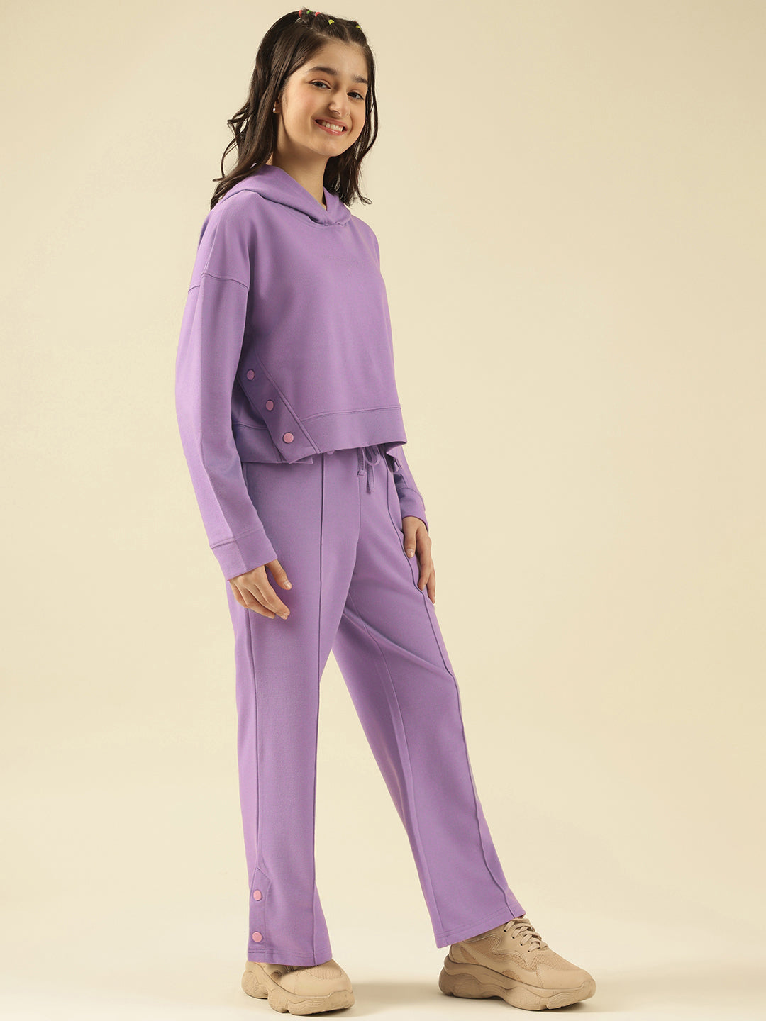 Lil Tomatoes Girls Cotton Looper Track Suits- LILAC