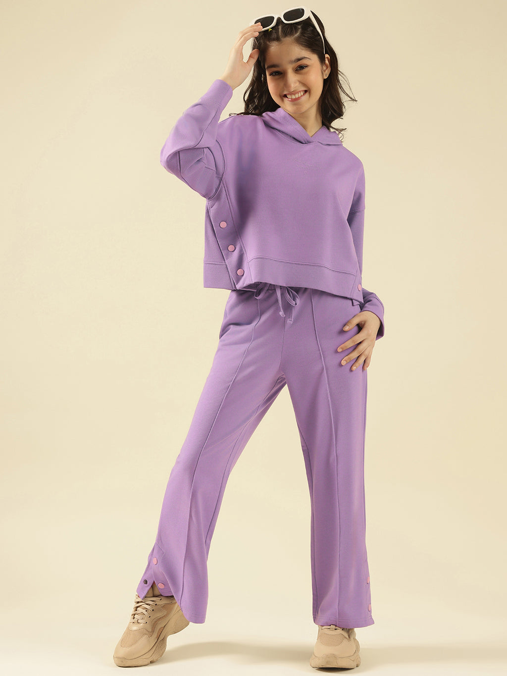 Lil Tomatoes Girls Cotton Looper Track Suits- LILAC