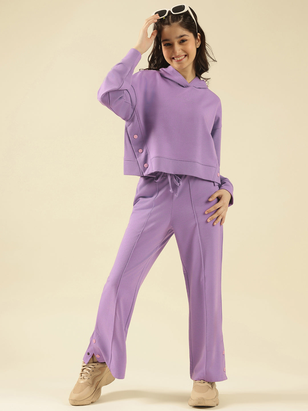 Lil Tomatoes Girls Cotton Looper Track Suits- LILAC