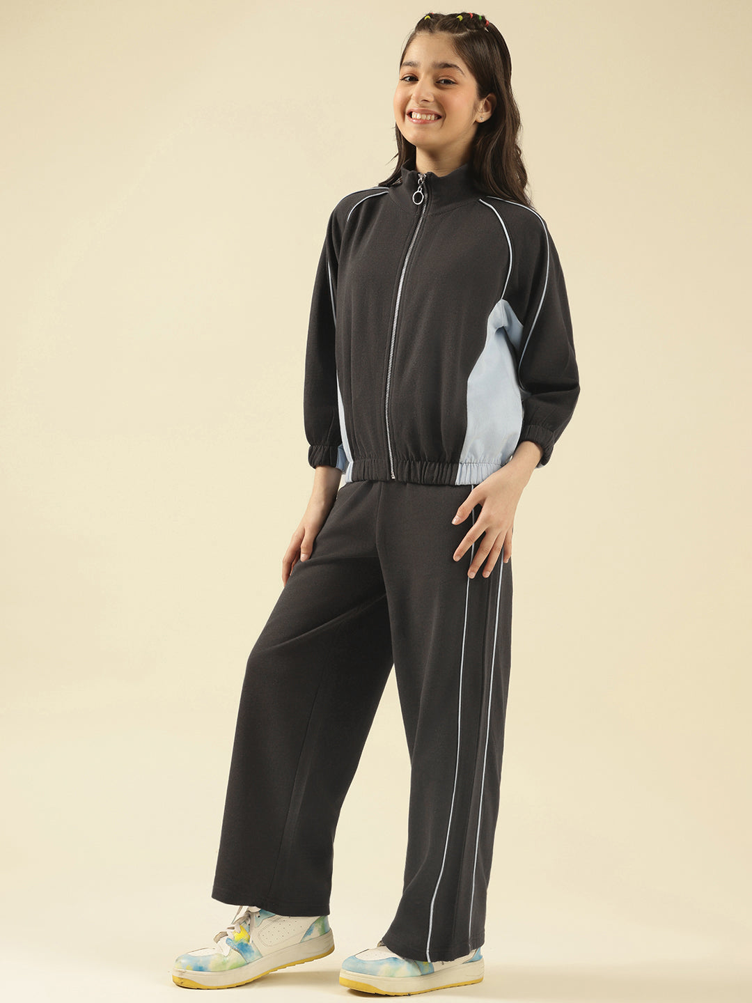 Lil Tomatoes Girls Cotton Fleece Track Suits- BLUE