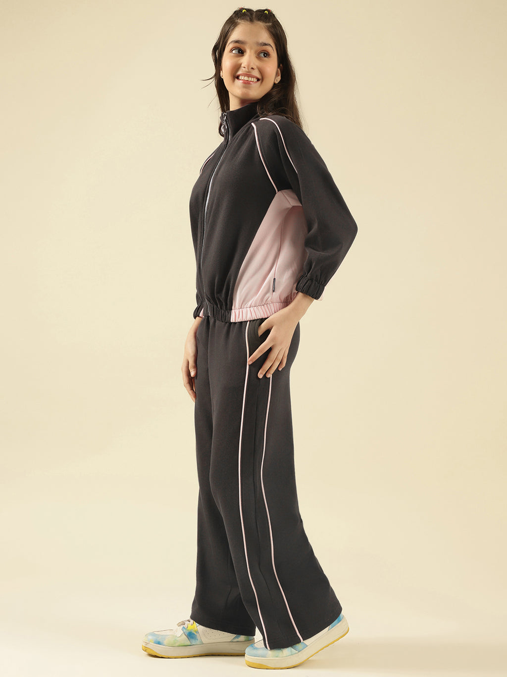 Lil Tomatoes Girls Cotton Fleece Track Suits- PINK