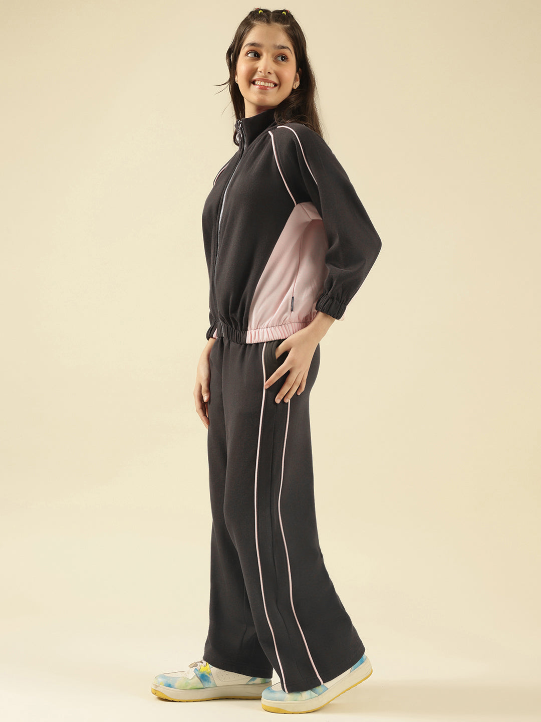 Lil Tomatoes Girls Cotton Fleece Track Suits- PINK