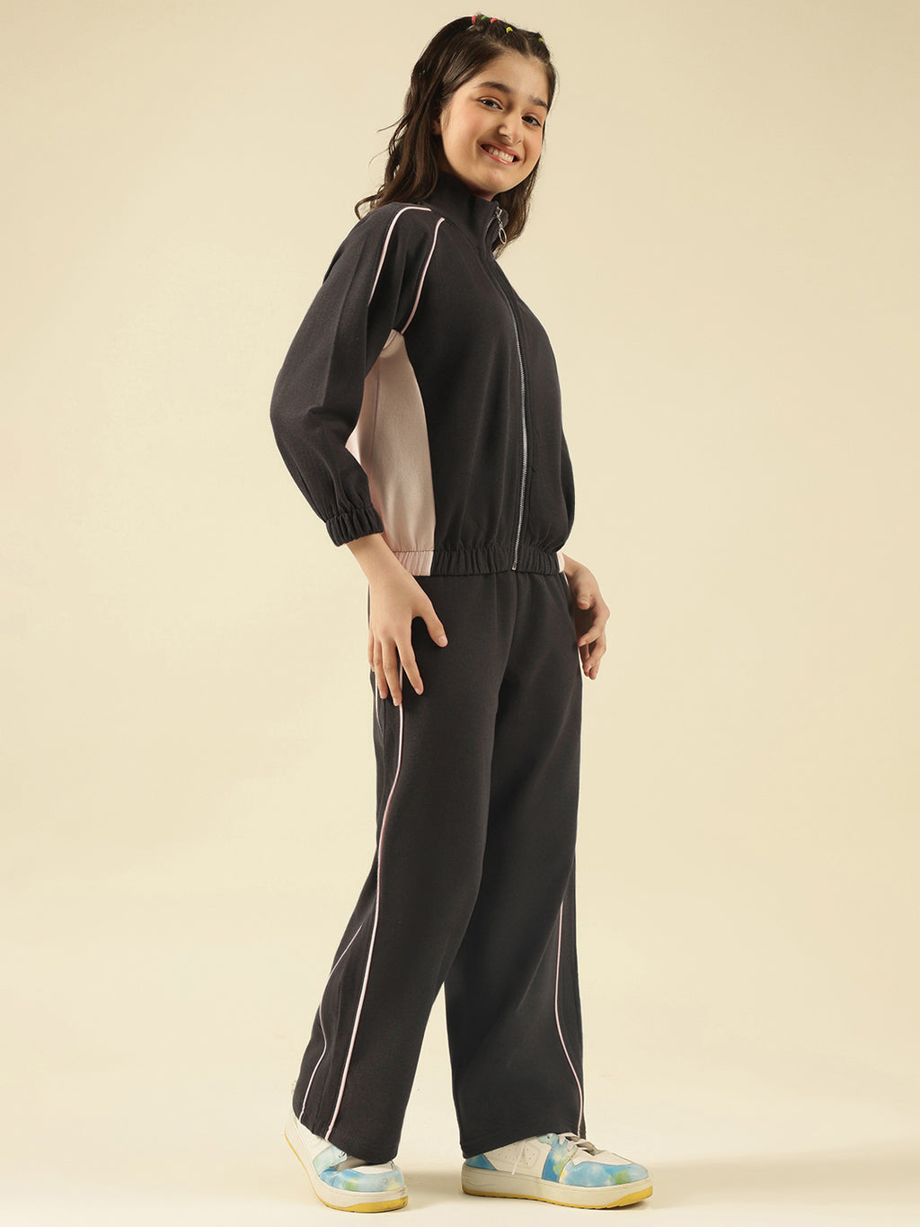 Lil Tomatoes Girls Cotton Fleece Track Suits- PINK