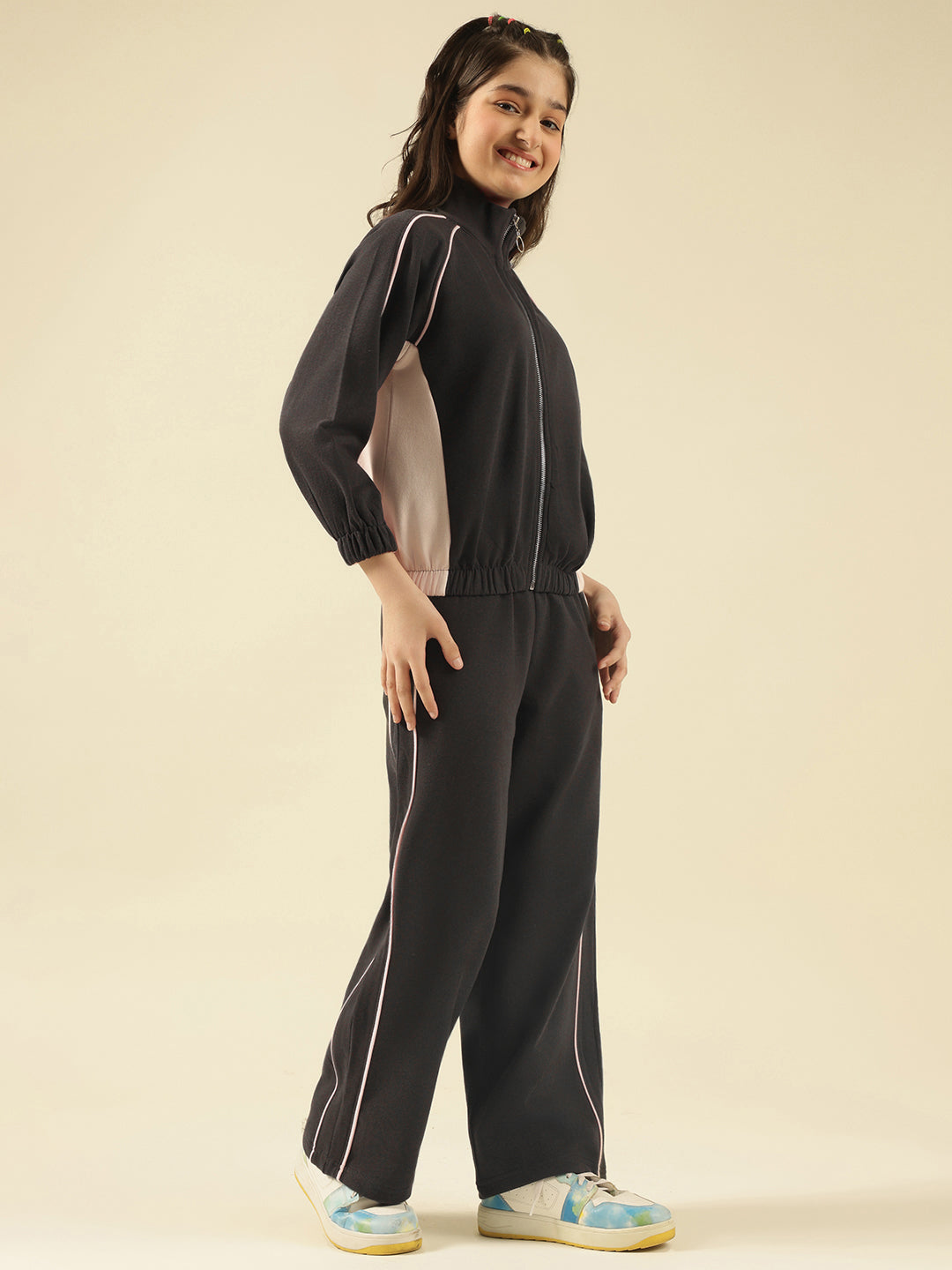 Lil Tomatoes Girls Cotton Fleece Track Suits- PINK