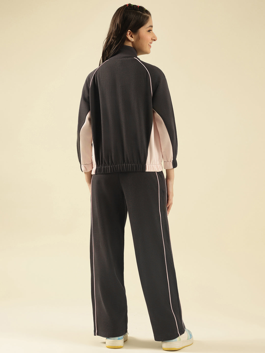 Lil Tomatoes Girls Cotton Fleece Track Suits- PINK