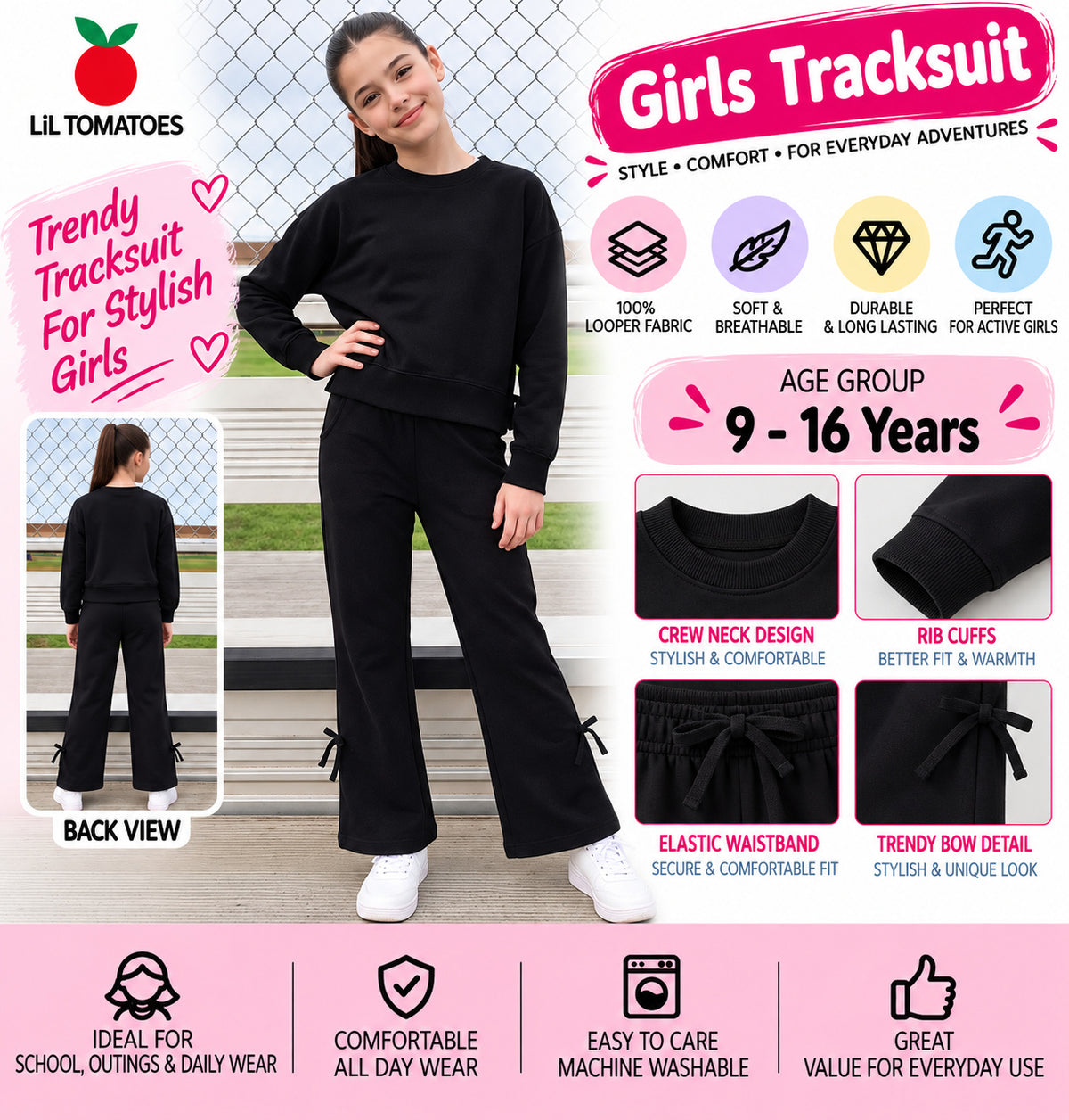 Lil Tomatoes Girls Cotton Looper Track Suits