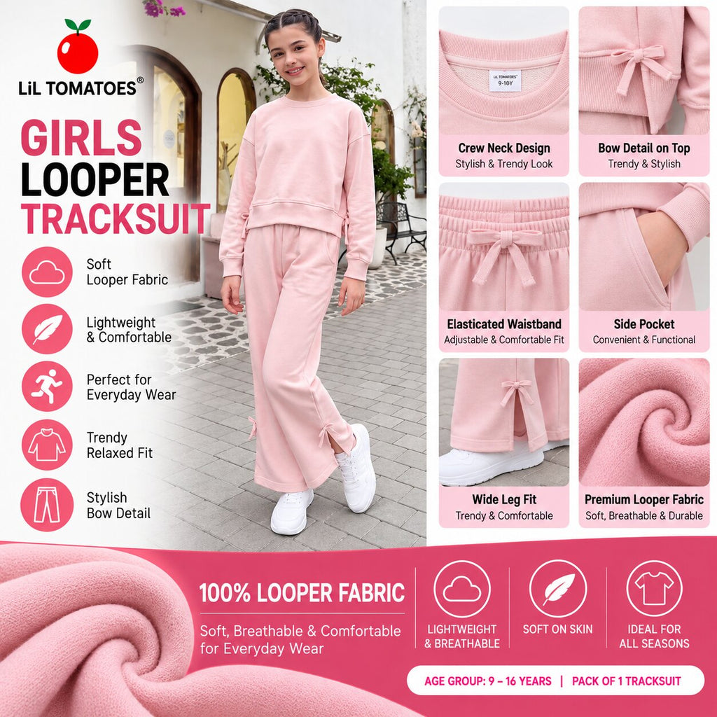 Lil Tomatoes Girls Cotton Looper Track Suits