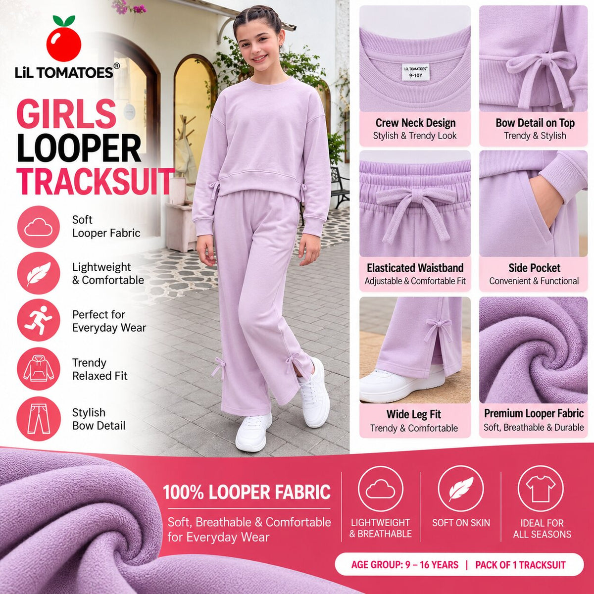 Lil Tomatoes Girls Cotton Looper Track Suits