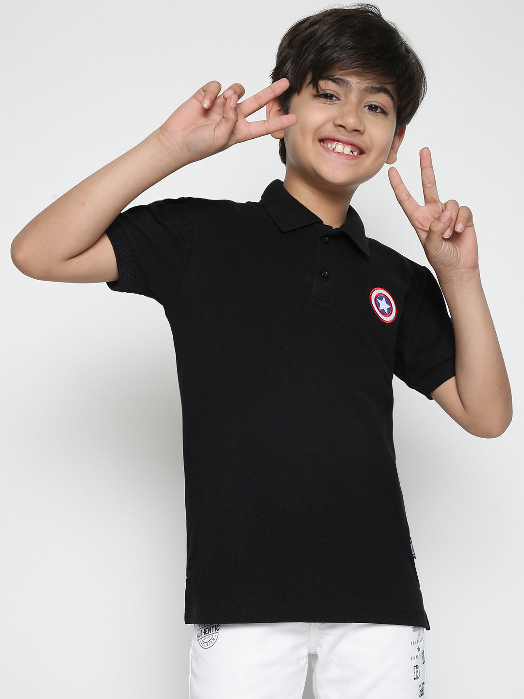 Lil Tomatoes Boys Marvel Cotton Polo T-shirt