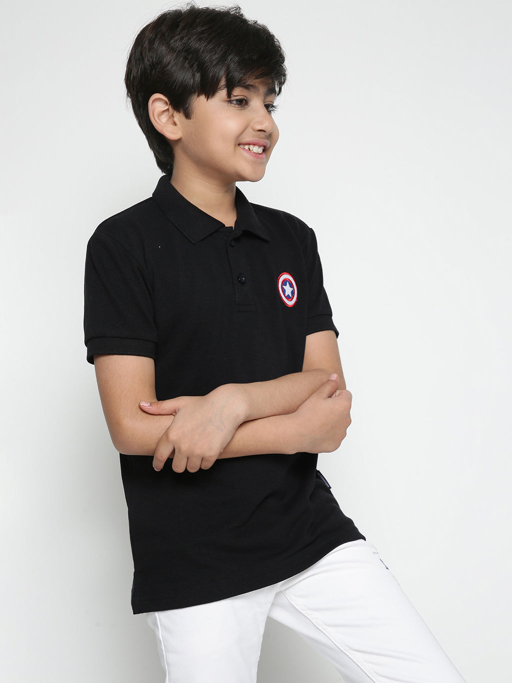 Lil Tomatoes Boys Marvel Cotton Polo T-shirt