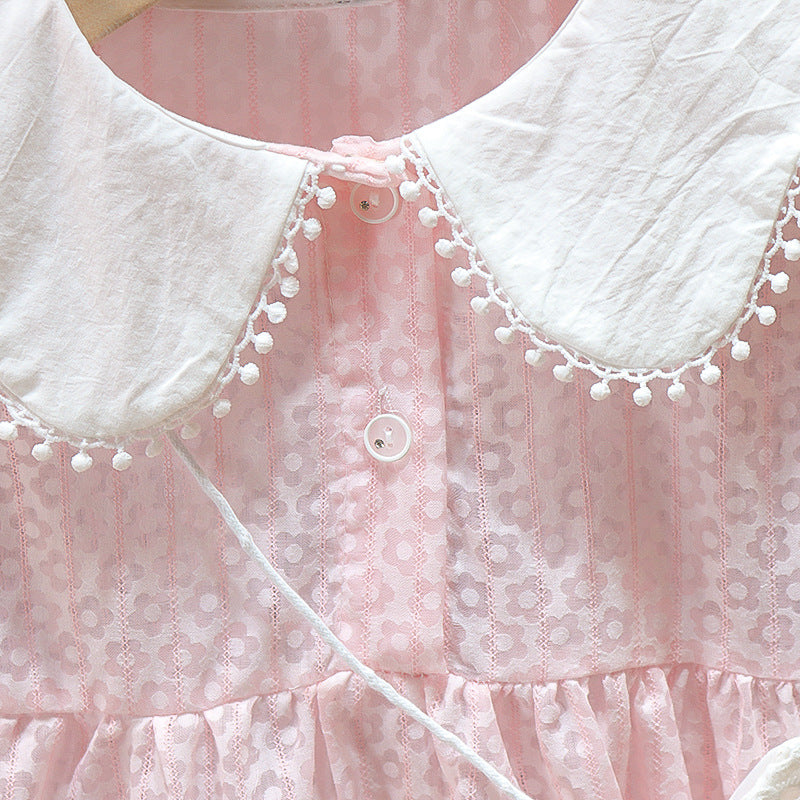Lil Tomatoes Girls Peter Pan Collar Dress with Sling Bag