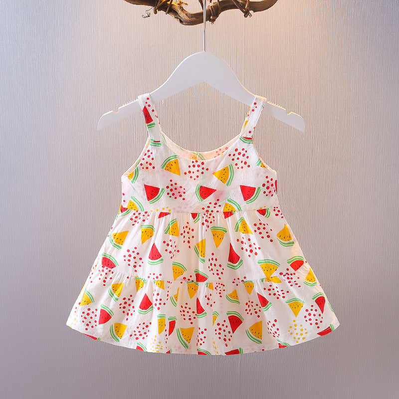 Lil Tomatoes Girls Watermelon Print Shoulder Straps Dress