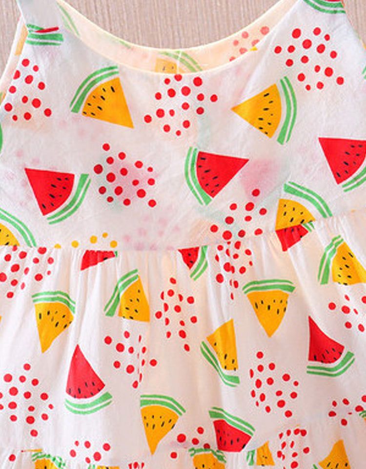 Lil Tomatoes Girls Watermelon Print Shoulder Straps Dress