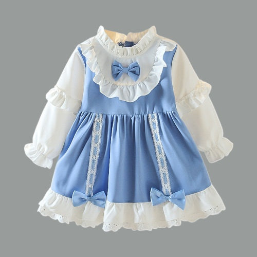 Lil Tomatoes Girls White Blue Dress