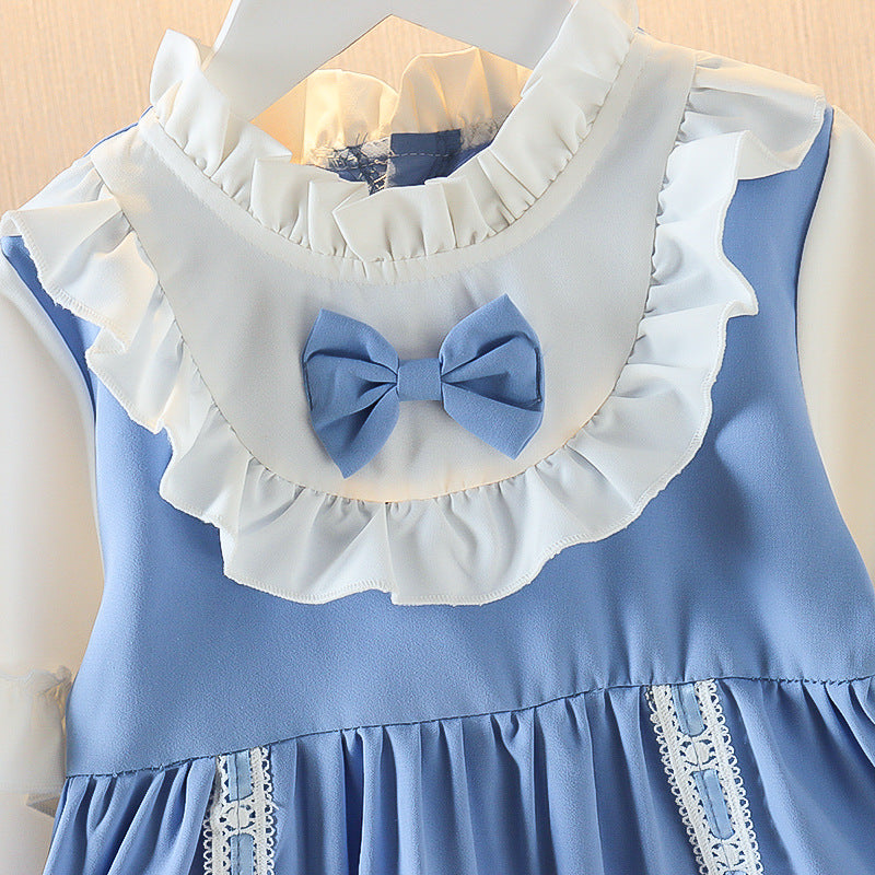 Lil Tomatoes Girls White Blue Dress