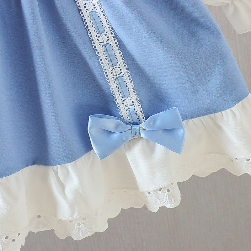 Lil Tomatoes Girls White Blue Dress