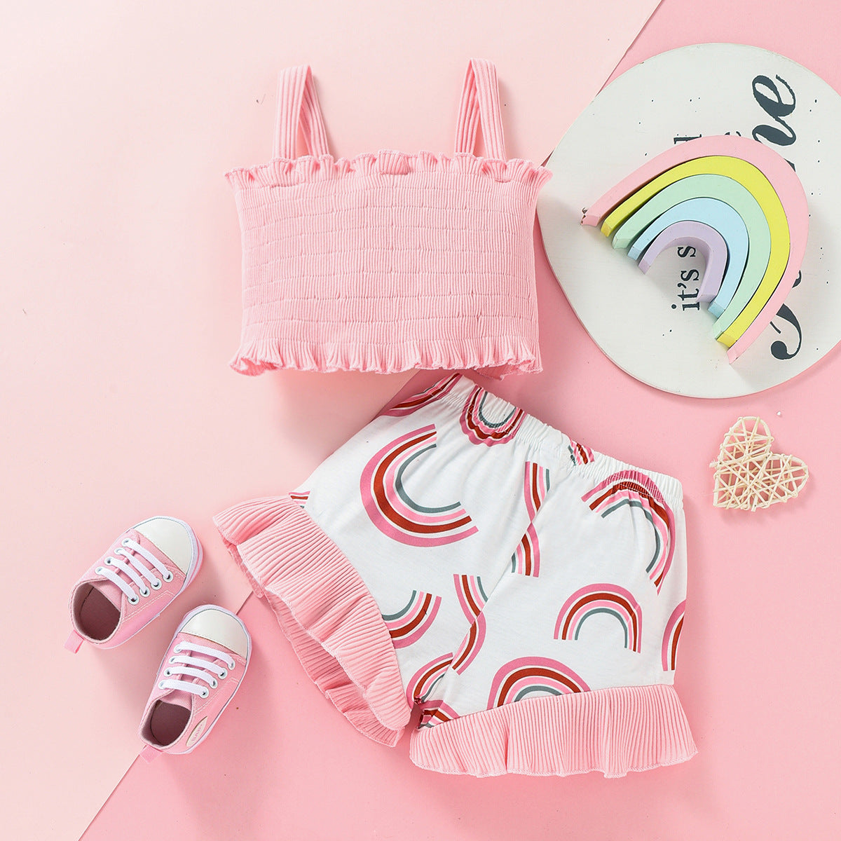 Lil Tomatoes Girls Top with Bow and Printed Shorts Set
