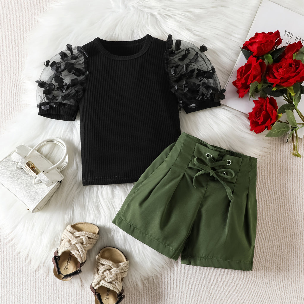 Lil Tomatoes Girls Rib Top with Shorts