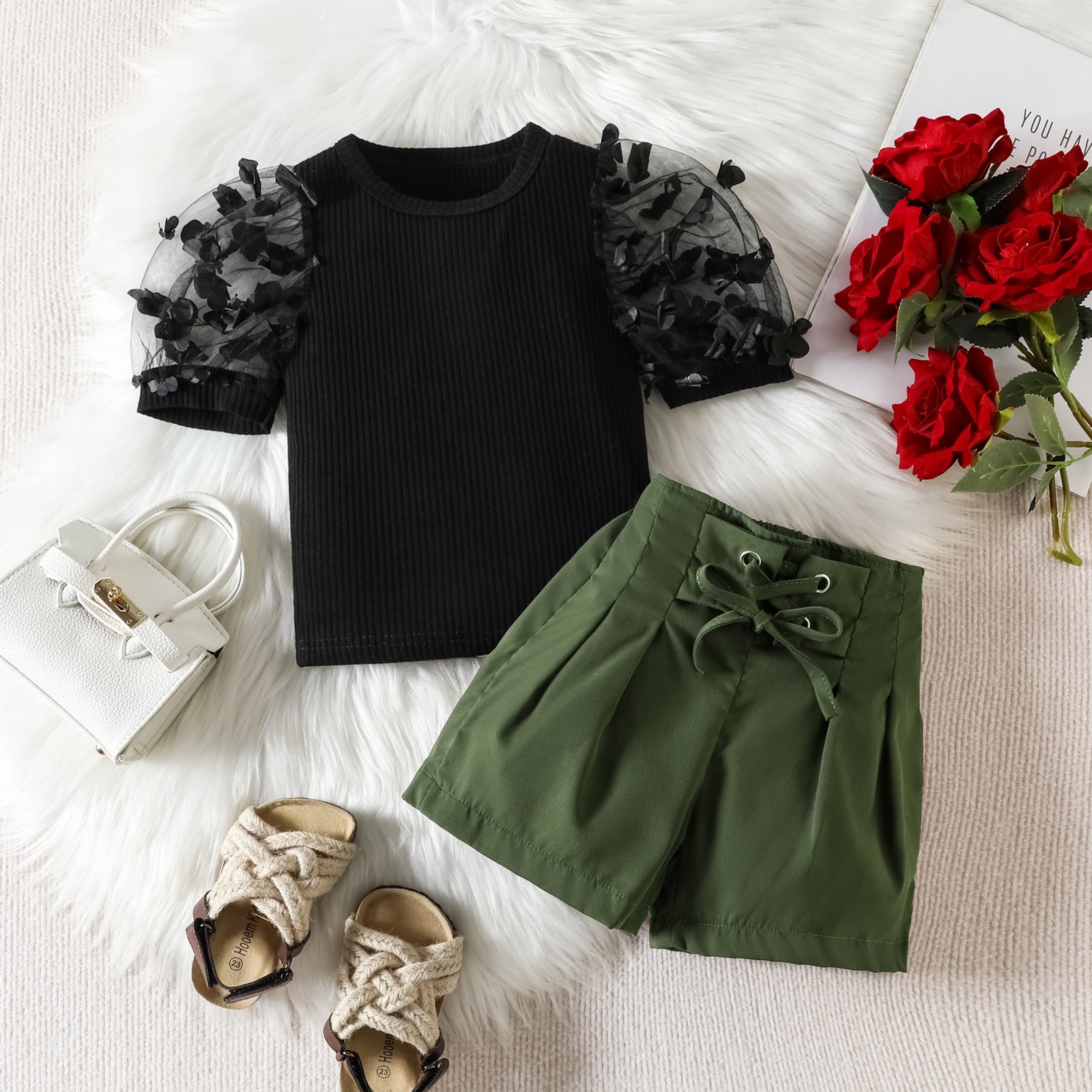 Lil Tomatoes Girls Rib Top with Shorts