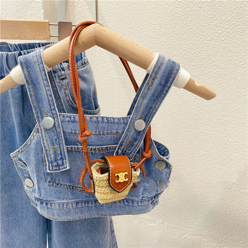Lil Tomatoes Girls Denim Crop Top with Wide Leg Trouser