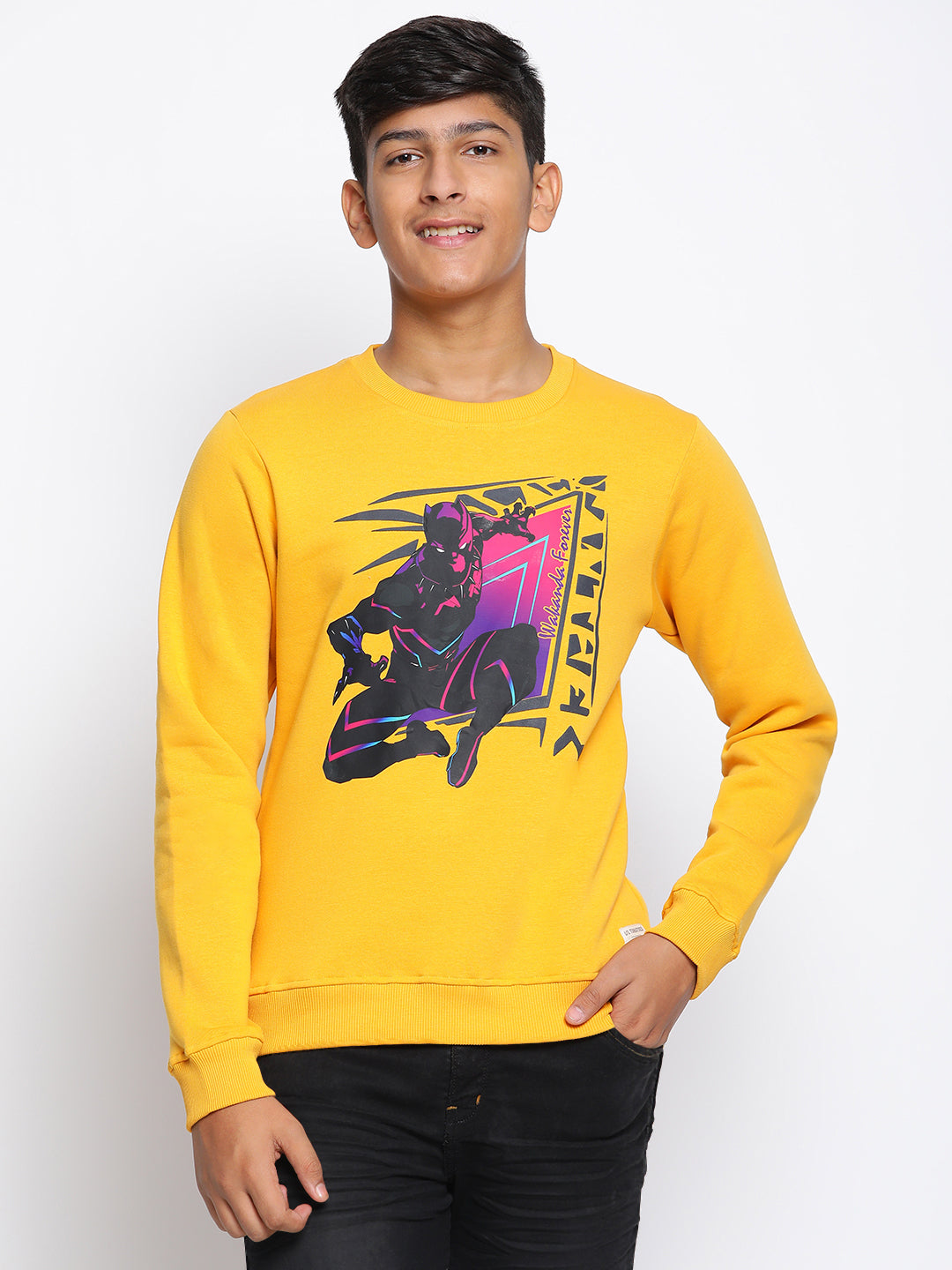 Lil Tomatoes Boys Black Panther Cotton Fleece Sweatshirt