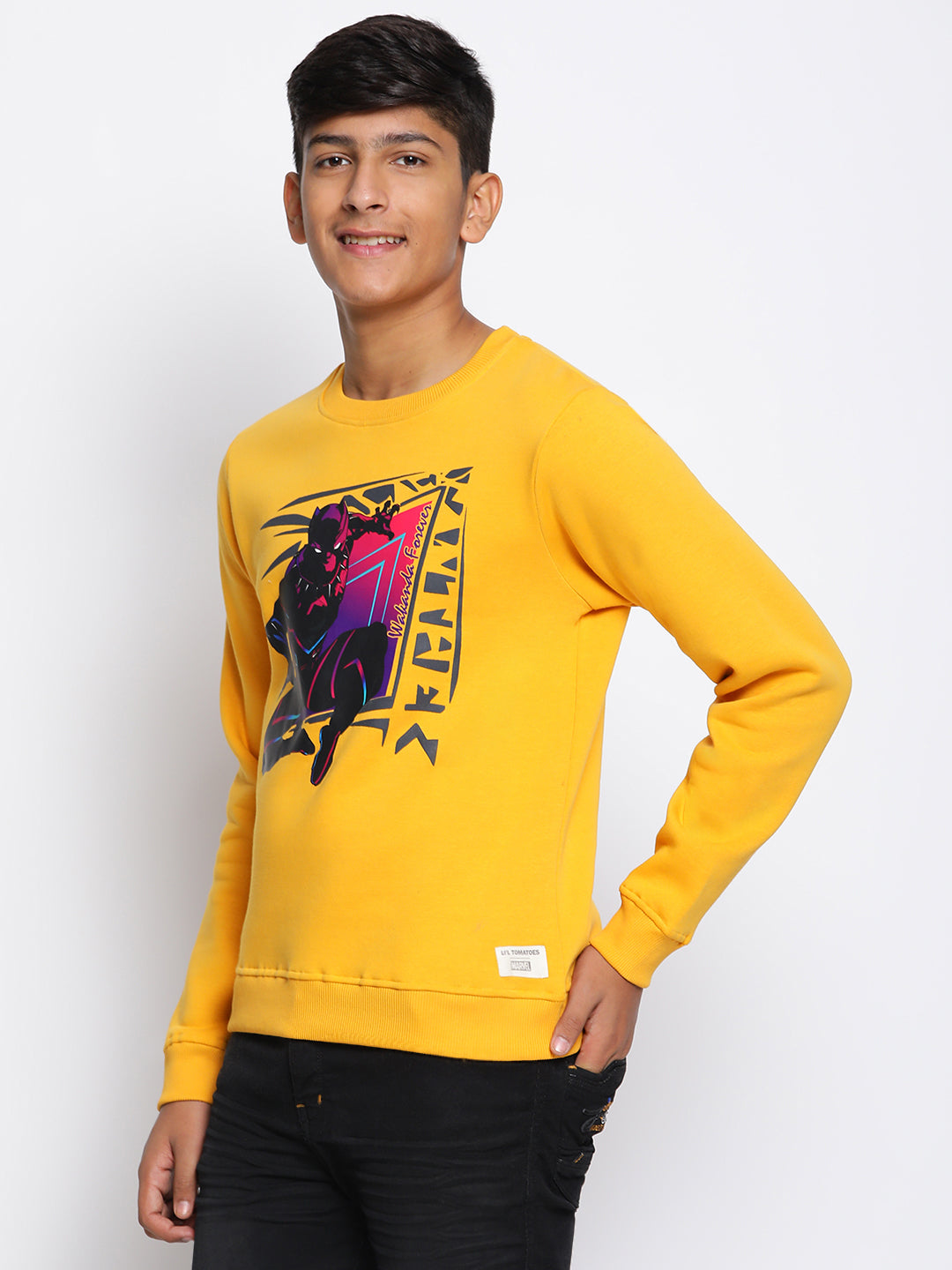 Lil Tomatoes Boys Black Panther Cotton Fleece Sweatshirt