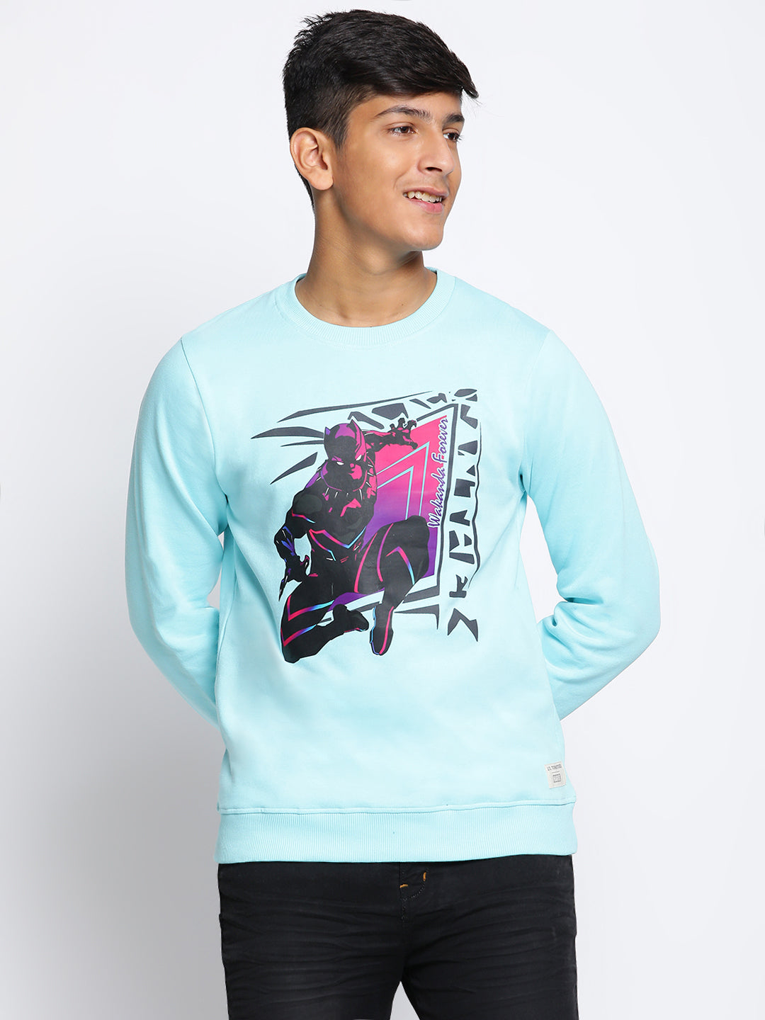 Lil Tomatoes Boys Black Panther Cotton Fleece Sweatshirt