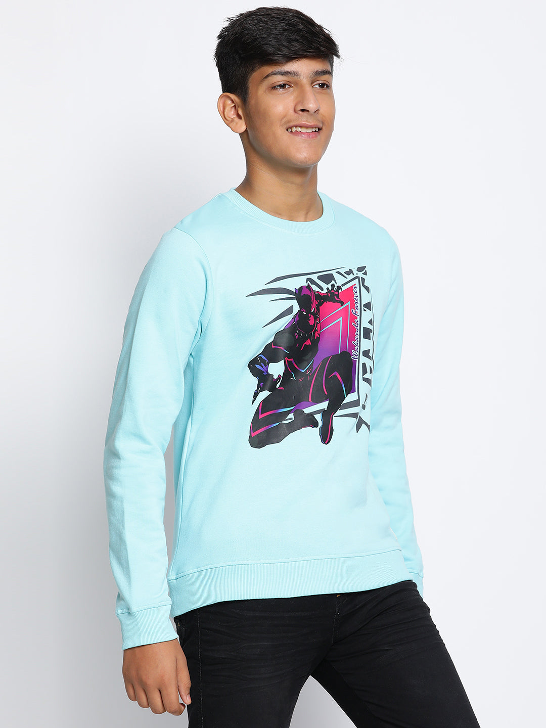 Lil Tomatoes Boys Black Panther Cotton Fleece Sweatshirt