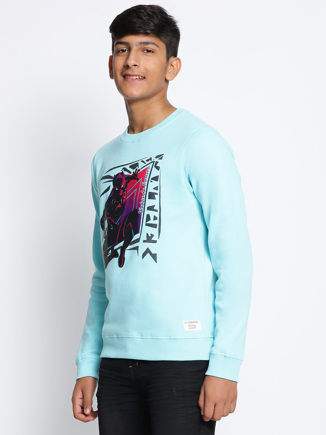 Lil Tomatoes Boys Black Panther Cotton Fleece Sweatshirt