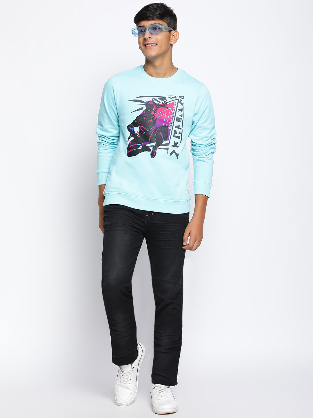 Lil Tomatoes Boys Black Panther Cotton Fleece Sweatshirt