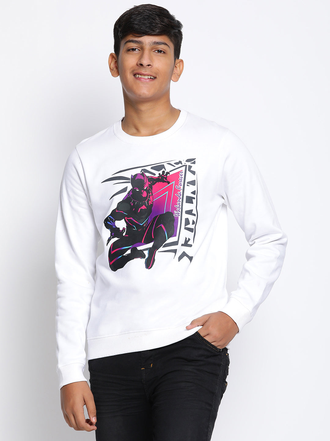 Lil Tomatoes Boys Black Panther Cotton Fleece Sweatshirt