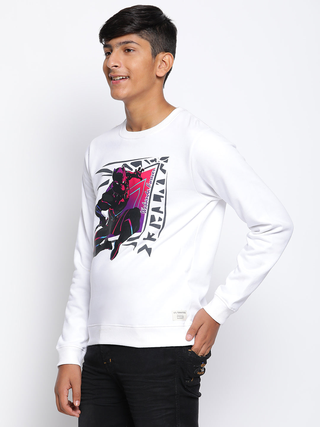 Lil Tomatoes Boys Black Panther Cotton Fleece Sweatshirt