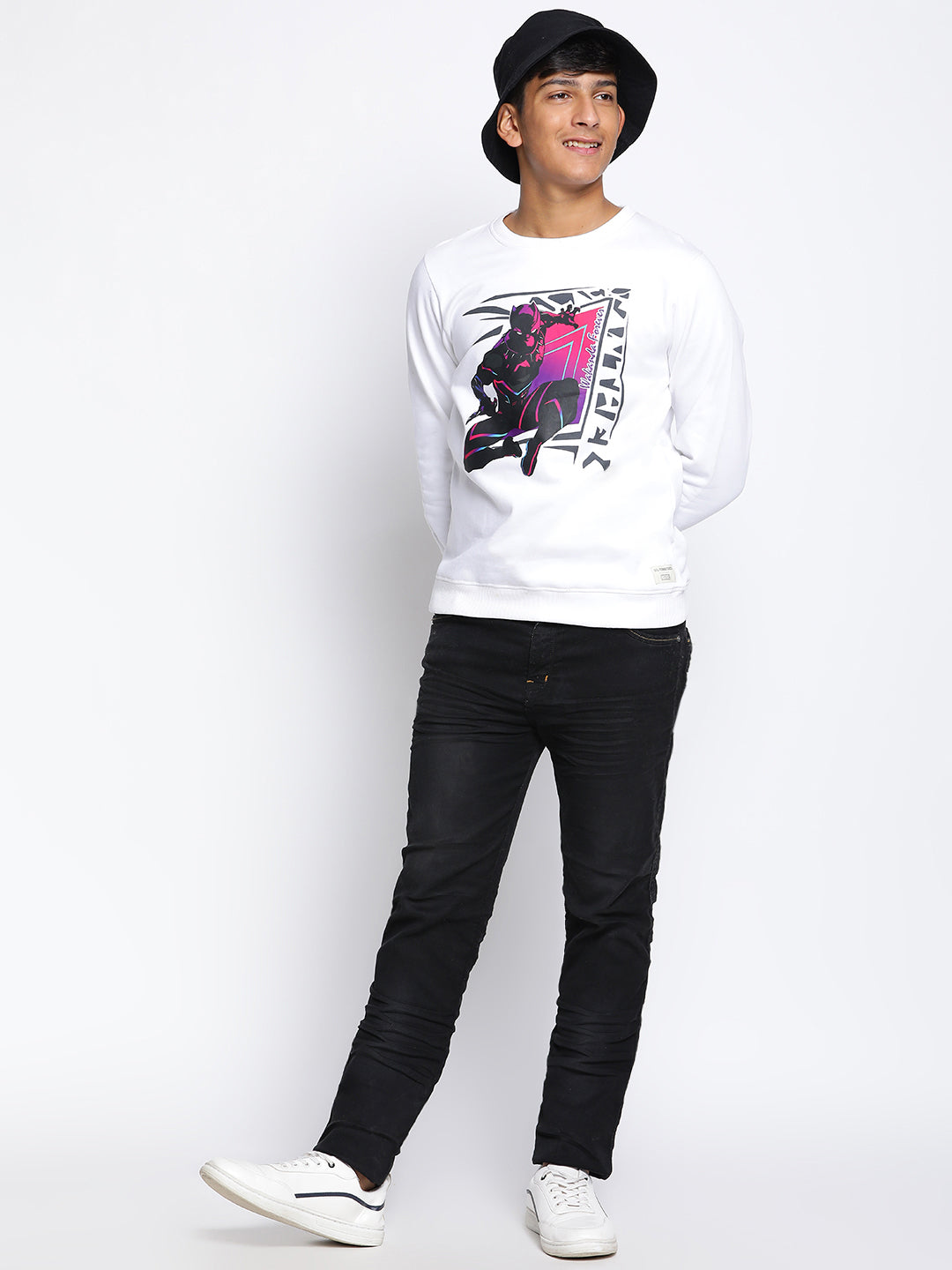 Lil Tomatoes Boys Black Panther Cotton Fleece Sweatshirt