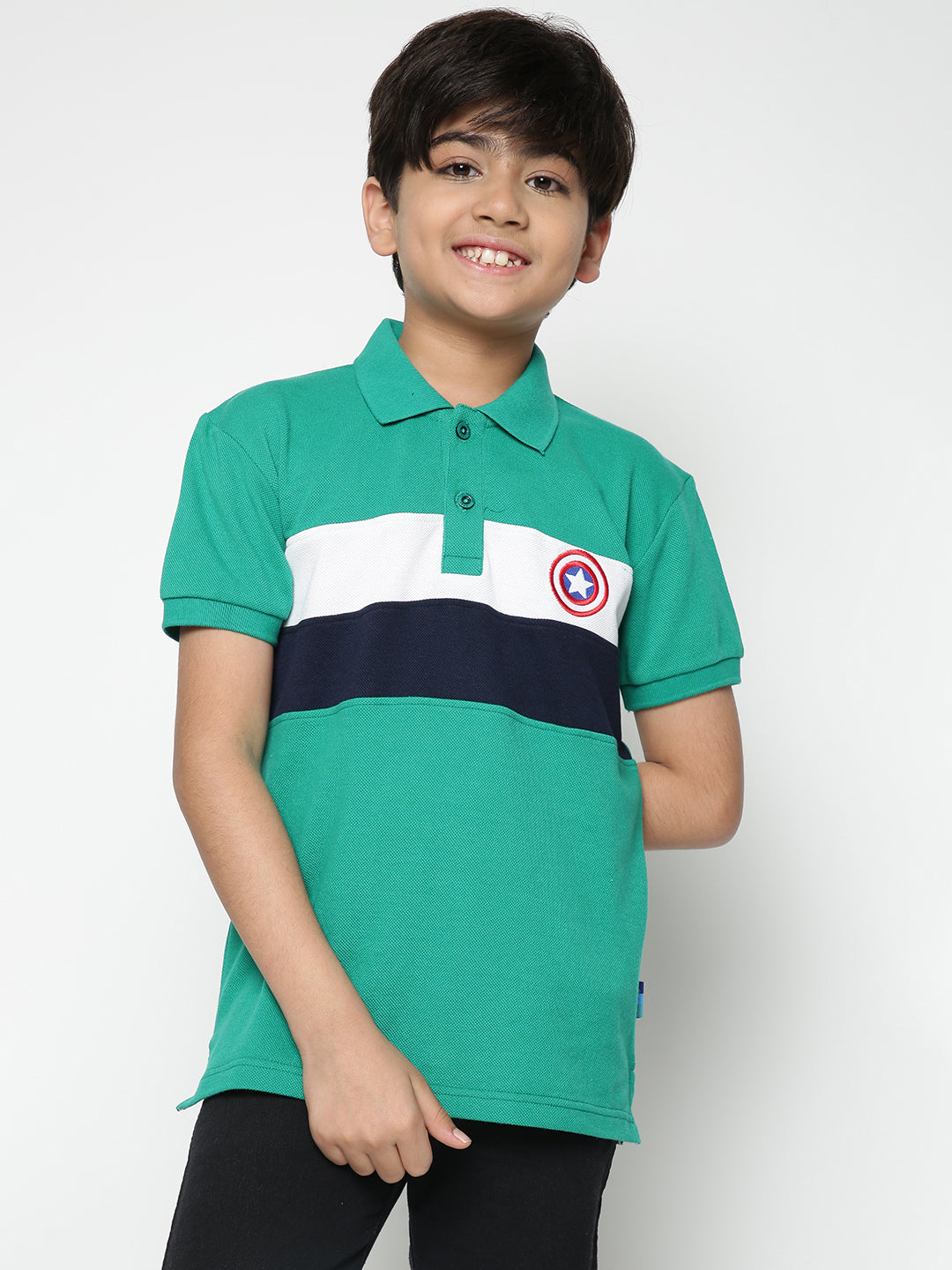 Lil Tomatoes Boys Marvel Cotton Polo T-shirt