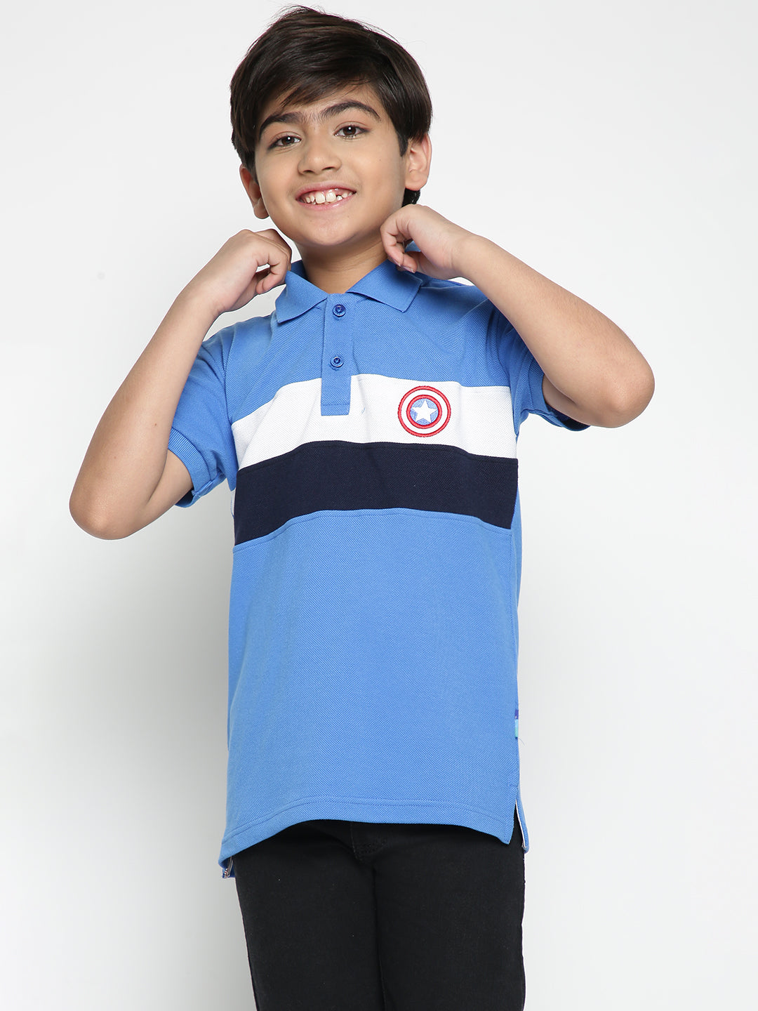 Lil Tomatoes Boys Marvel Cotton Polo T-shirt