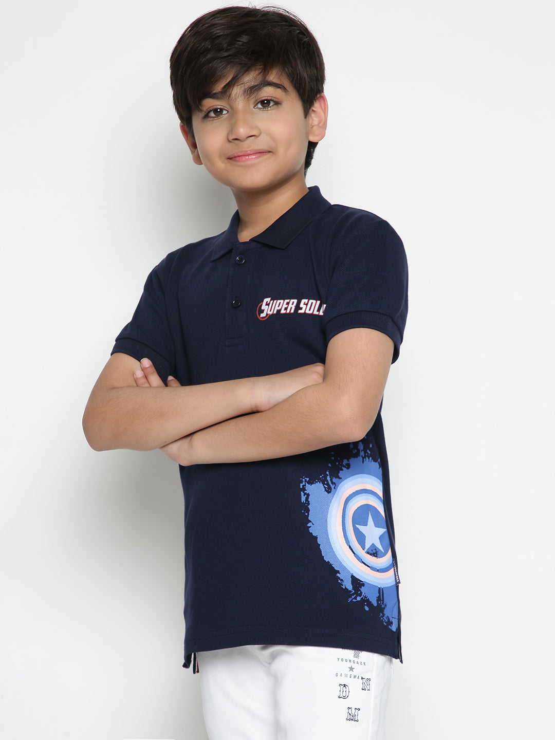 Lil Tomatoes Boys Marvel Cotton Polo T-shirt