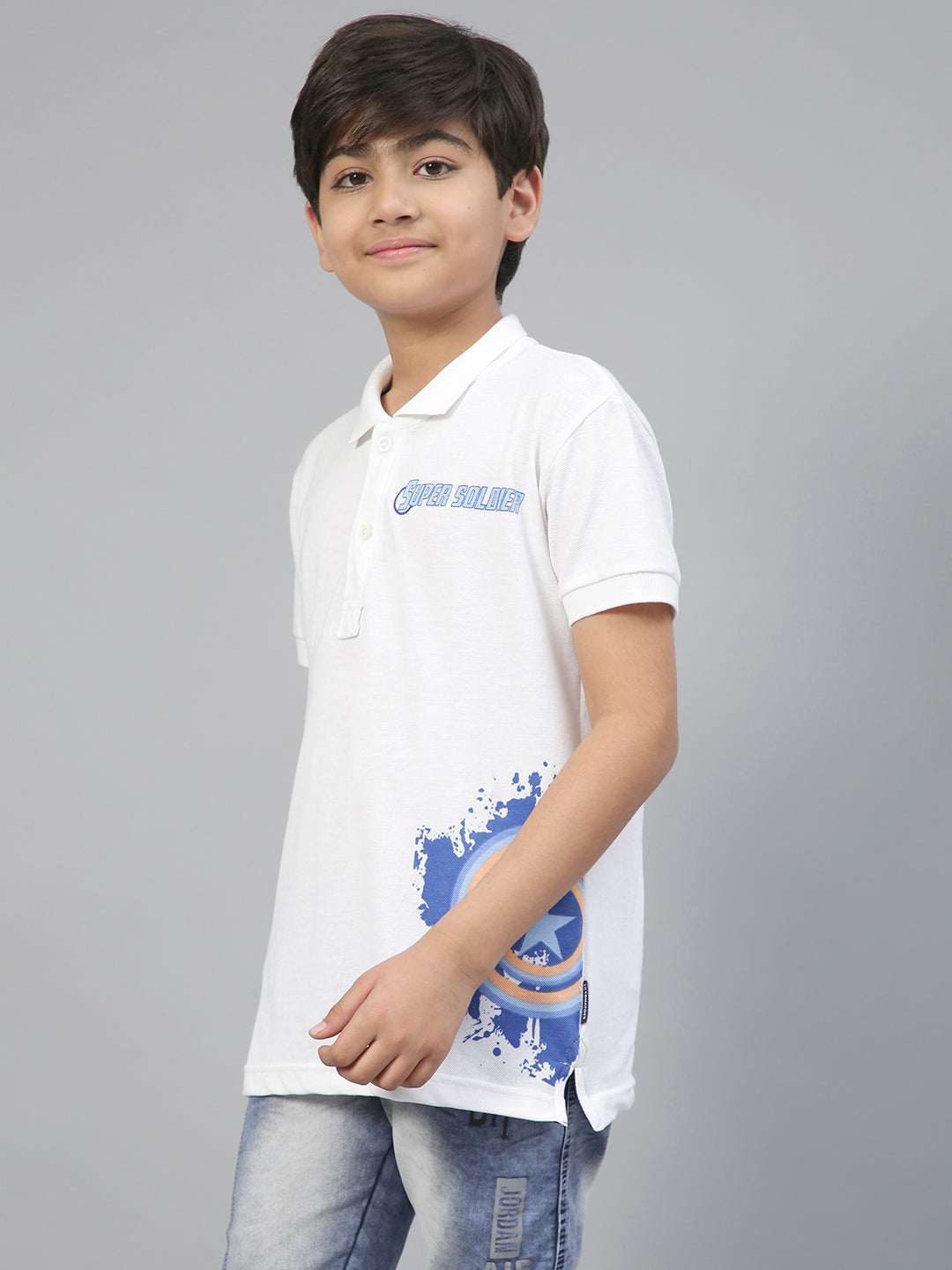 Lil Tomatoes Boys Marvel Cotton Polo T-shirt