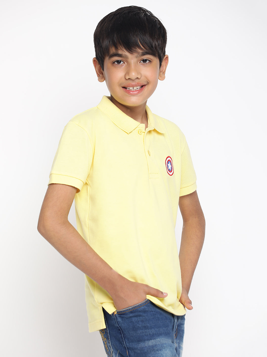 Lil Tomatoes Boys Marvel Cotton Polo T-shirt