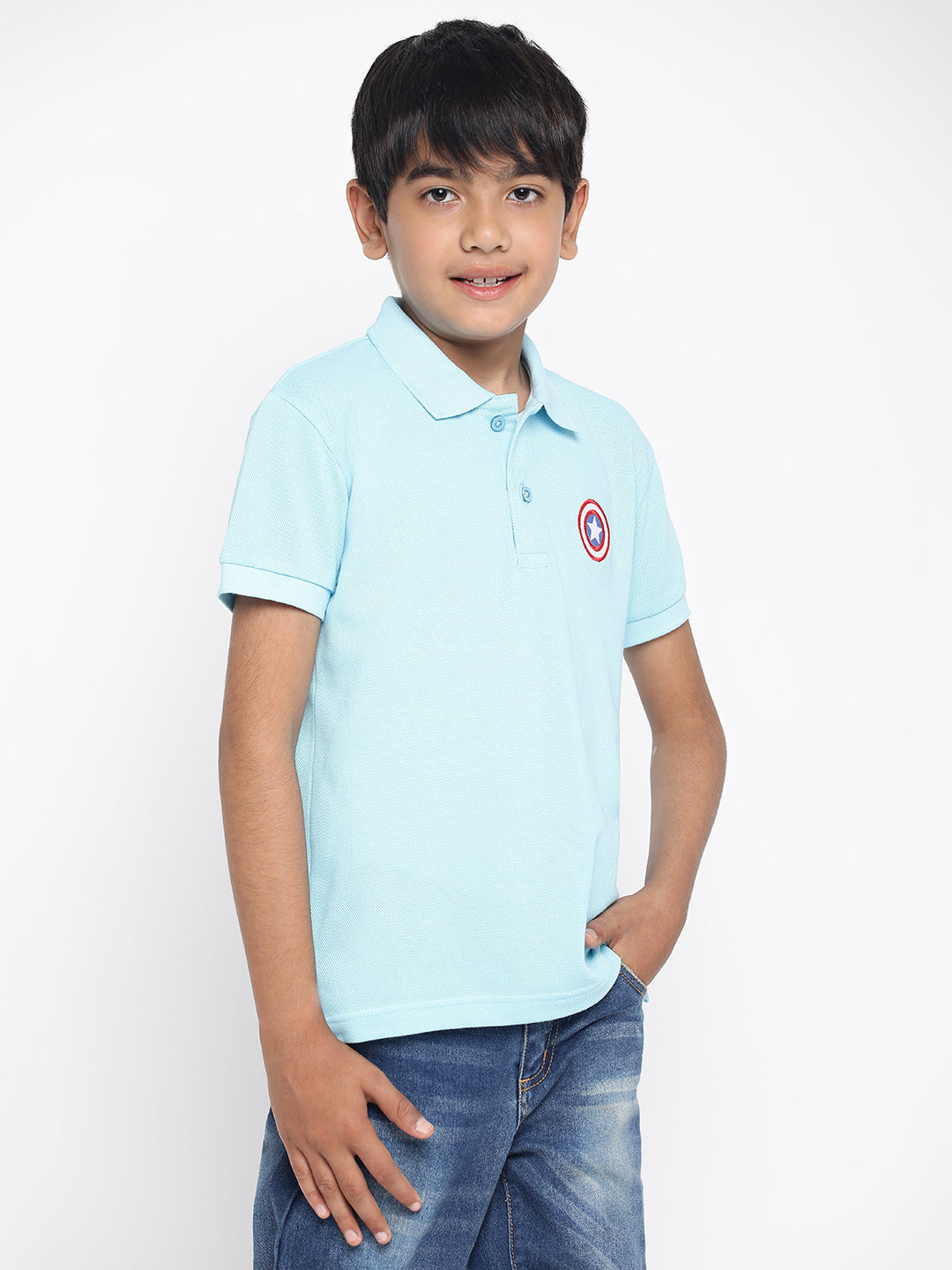 Lil Tomatoes Boys Marvel Cotton Polo T-shirt