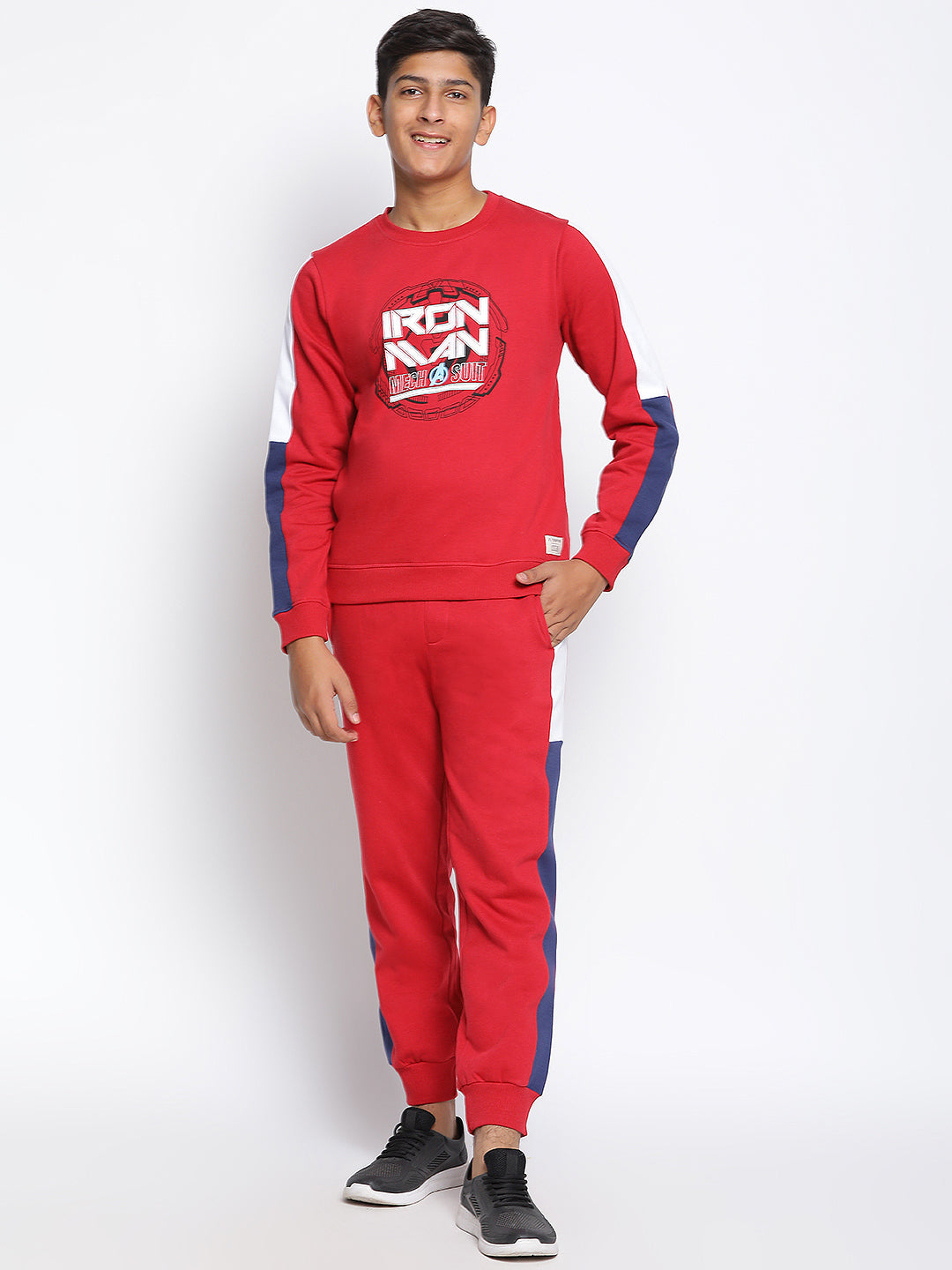 Lil Tomatoes Boys Iron Man Cotton Fleece Track Suit